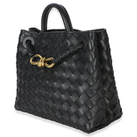 Bottega Veneta Black Nappa Intrecciato Small Andiamo Bag Handbag sv