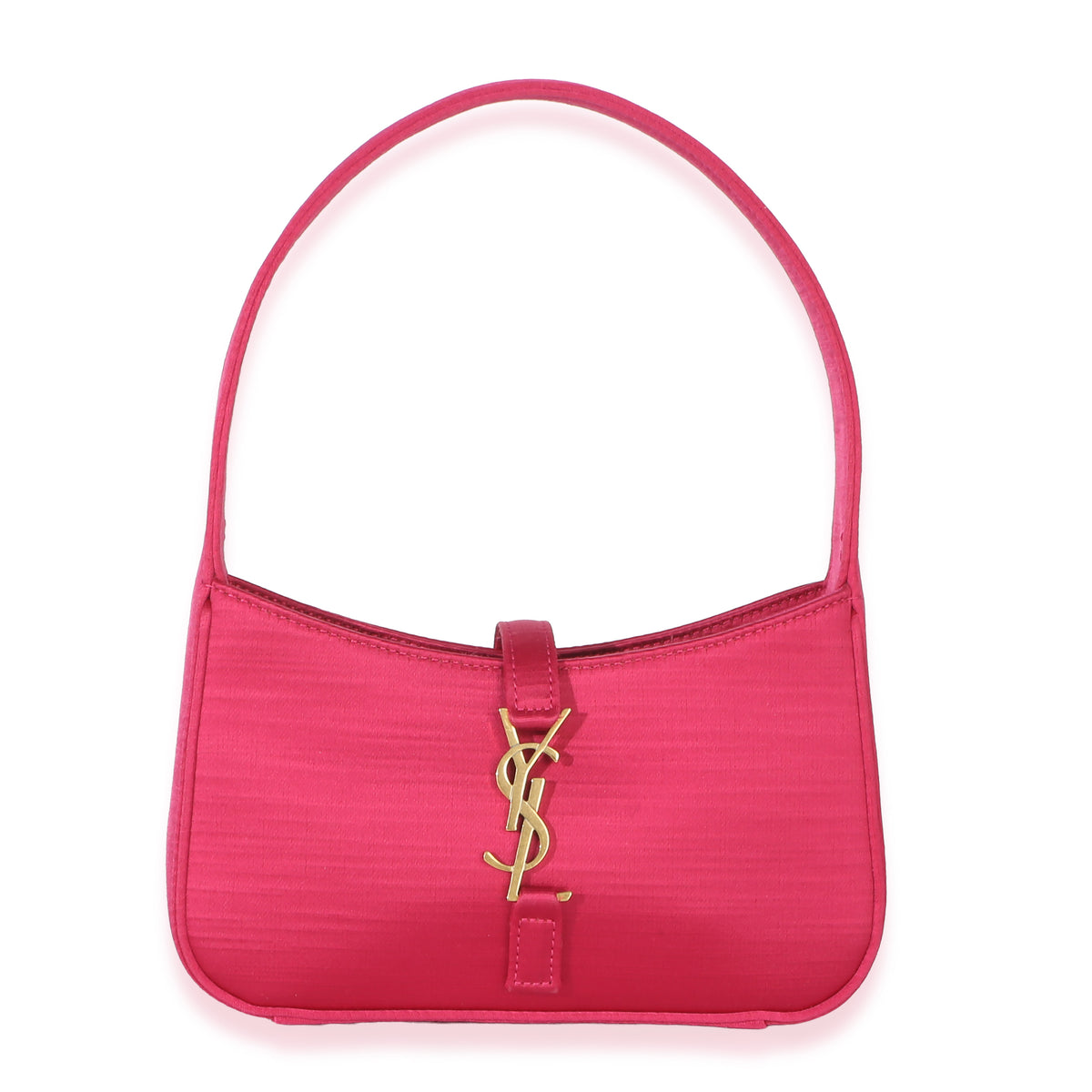 Saint Laurent Pink Satin Mini Le 5 A 7 Hobo Handbag fv