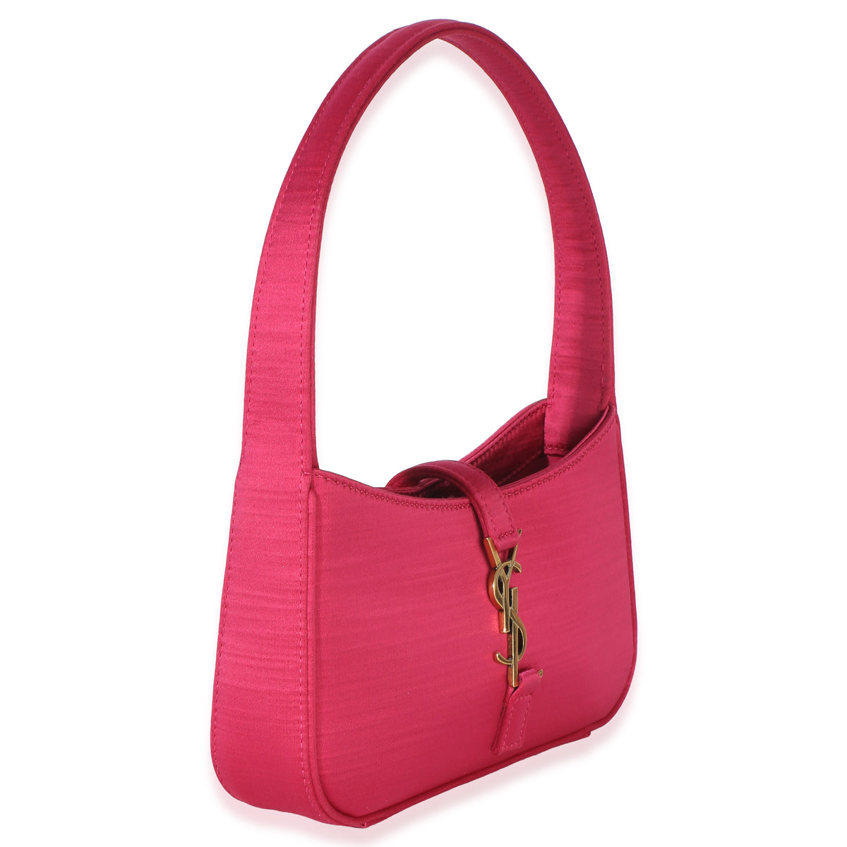 Saint Laurent Pink Satin Mini Le 5 A 7 Hobo Handbag pv