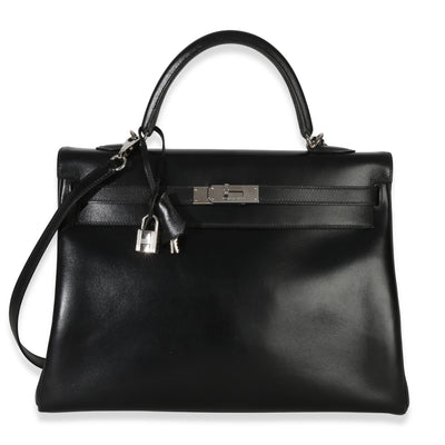 Hermès Vintage Black Box Sellier Kelly 32 PHW Handbag id