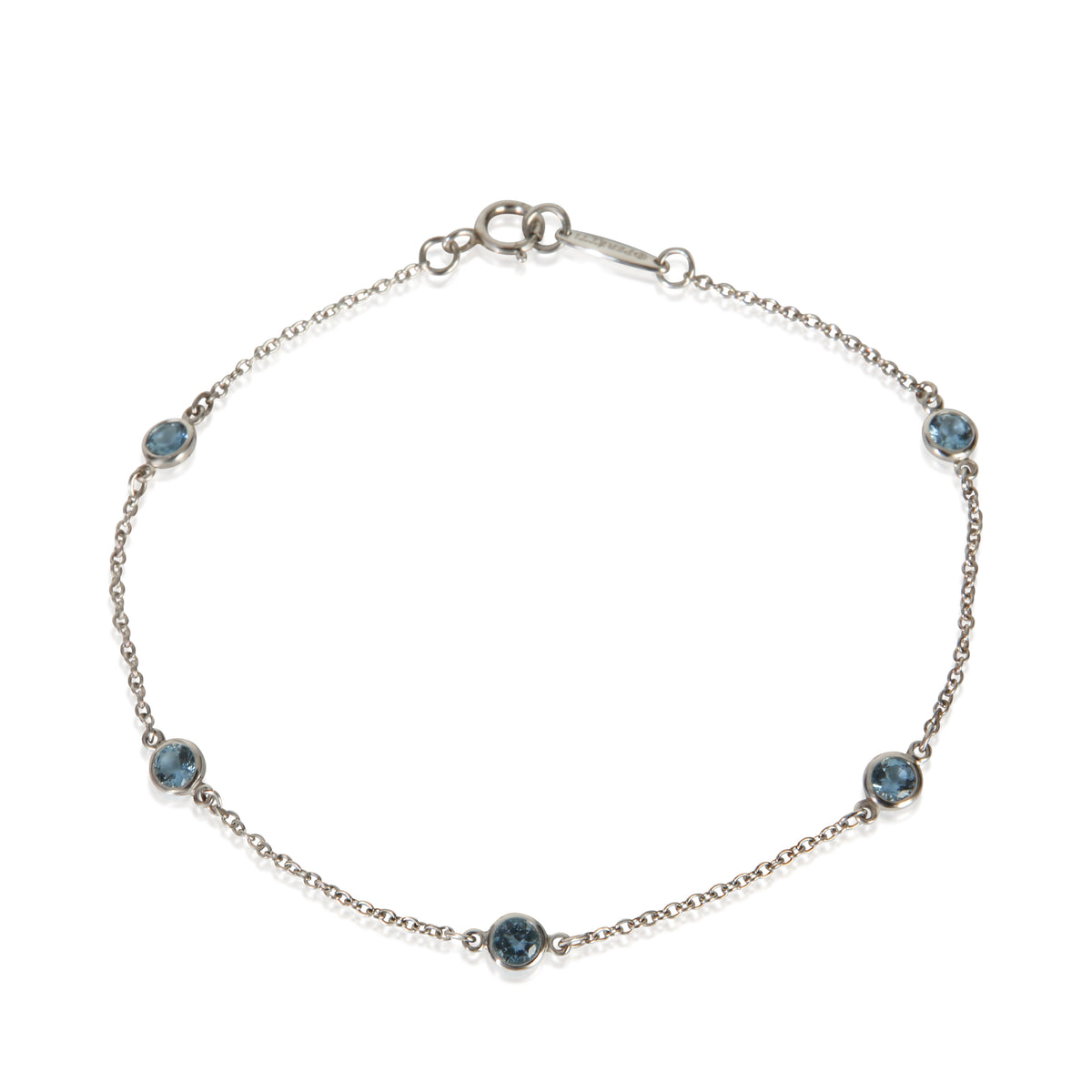 Tiffany & Co. Platinum Aquamarine Elsa Peretti Color By The Yard Bracelet fv