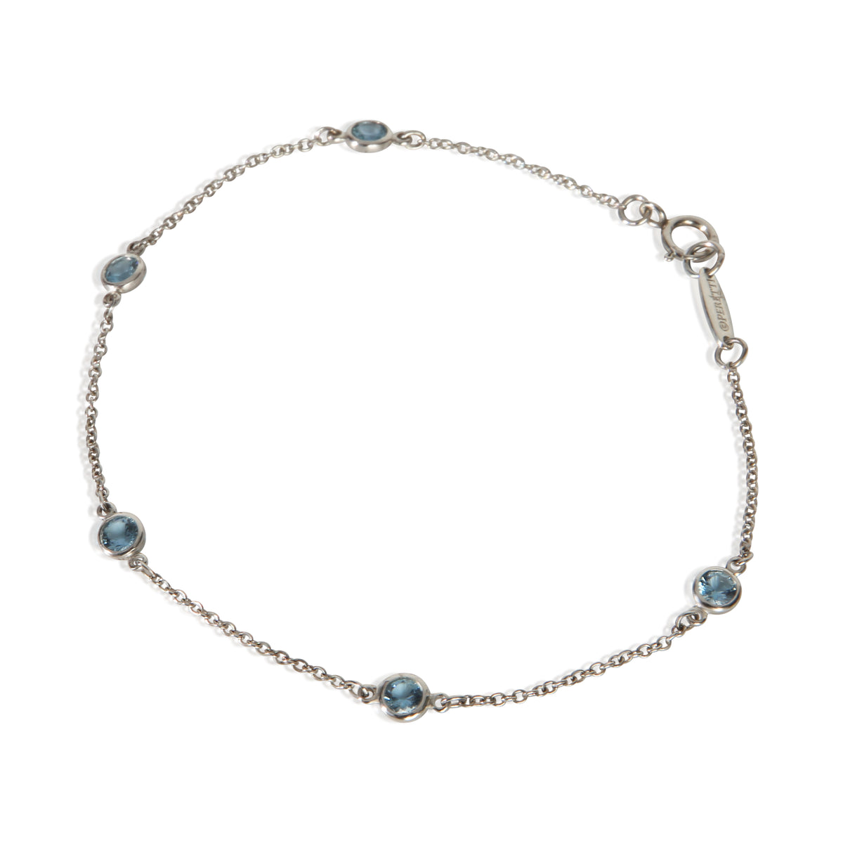 Tiffany & Co. Platinum Aquamarine Elsa Peretti Color By The Yard Bracelet sv
