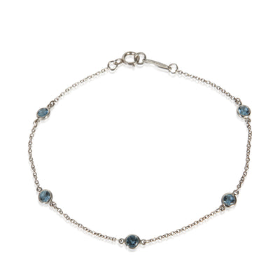 Tiffany & Co. Platinum Aquamarine Elsa Peretti Color By The Yard Bracelet fv