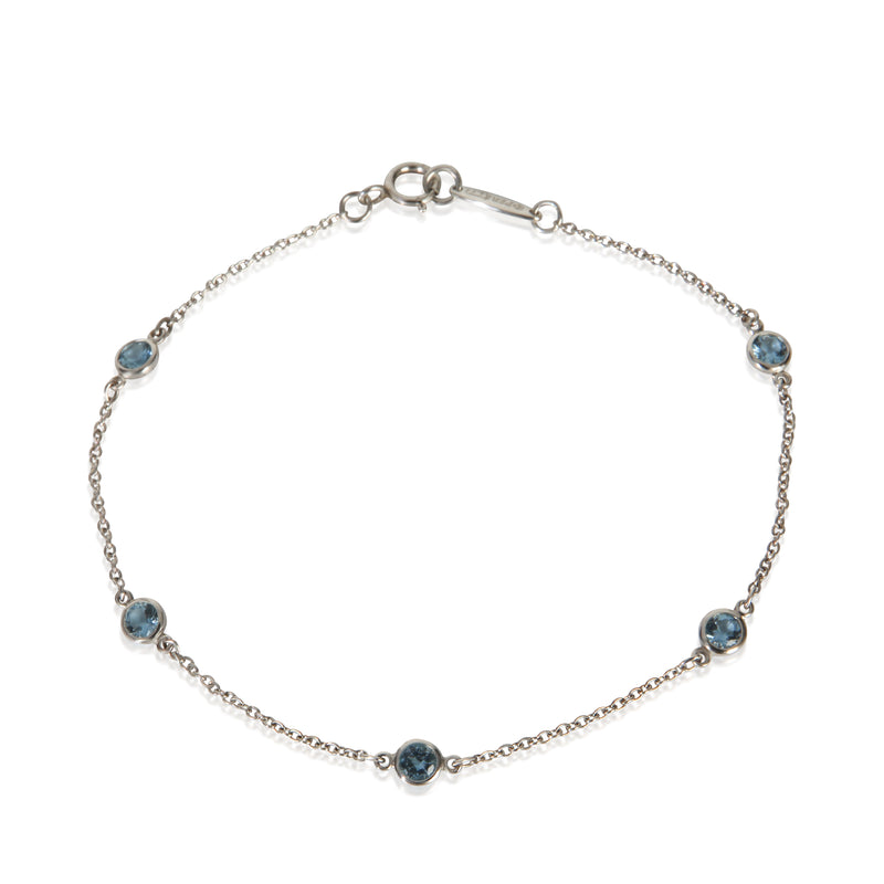 Tiffany & Co. Platinum Aquamarine Elsa Peretti Color By The Yard Bracelet fv