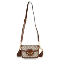 Gucci Beige Ebony GG Supreme Canvas 1955 Horsebit Shoulder Bag Handbag 5