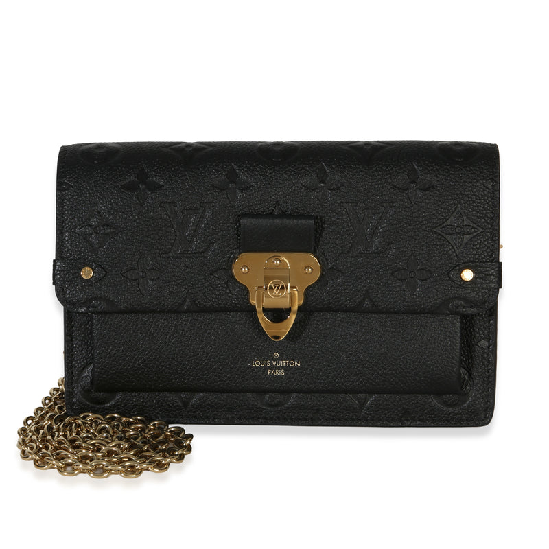 Louis Vuitton Black Monogram Empreinte Vavin Chain Wallet Handbag fv