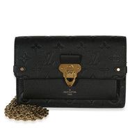 Louis Vuitton Black Monogram Empreinte Vavin Chain Wallet Handbag fv