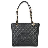 Chanel Black Quilted Caviar Petite Shopping Tote Handbag id