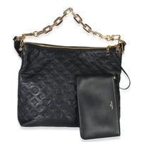 Louis Vuitton Black Monogram Embossed Lambskin Coussin MM Hobo Handbag fv