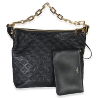 Louis Vuitton Black Monogram Embossed Lambskin Coussin MM Hobo Handbag stamp