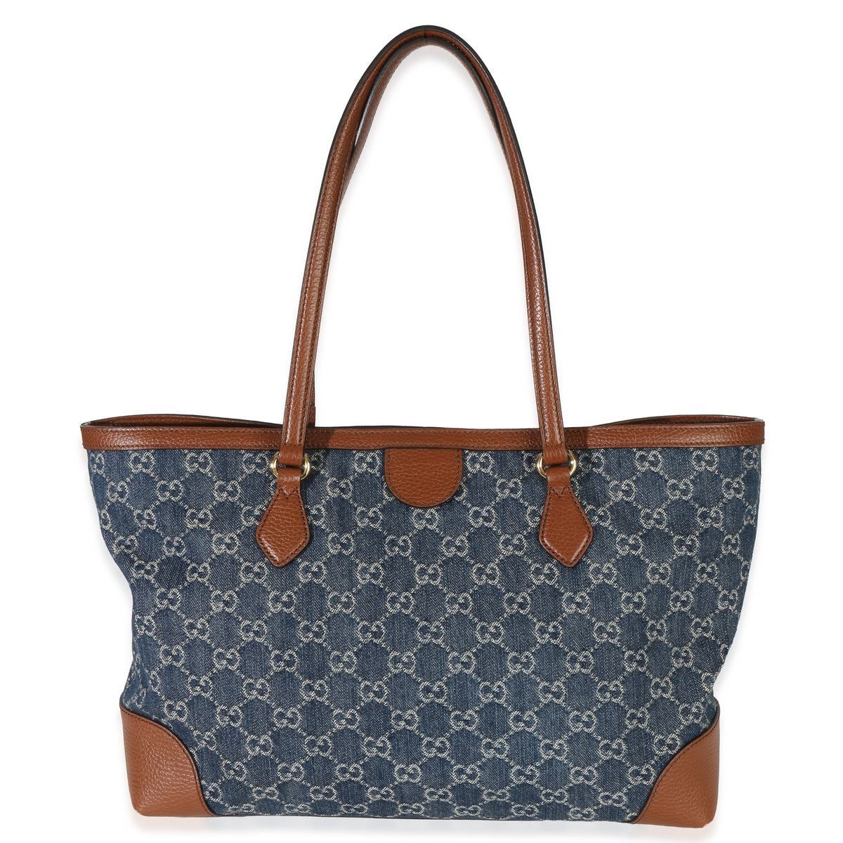 Gucci Blue New Denim GG Monogram Dollar Calfskin Medium Ophidia Shopping Tote Handbag bv