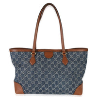 Gucci Blue New Denim GG Monogram Dollar Calfskin Medium Ophidia Shopping Tote Handbag bv