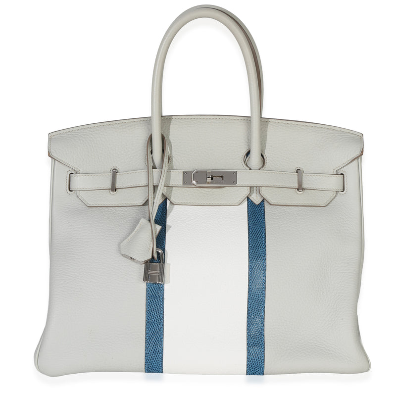 Hermès Gris Perle Mykonos Clemence Lizard Club Birkin 35 PHW Handbag id