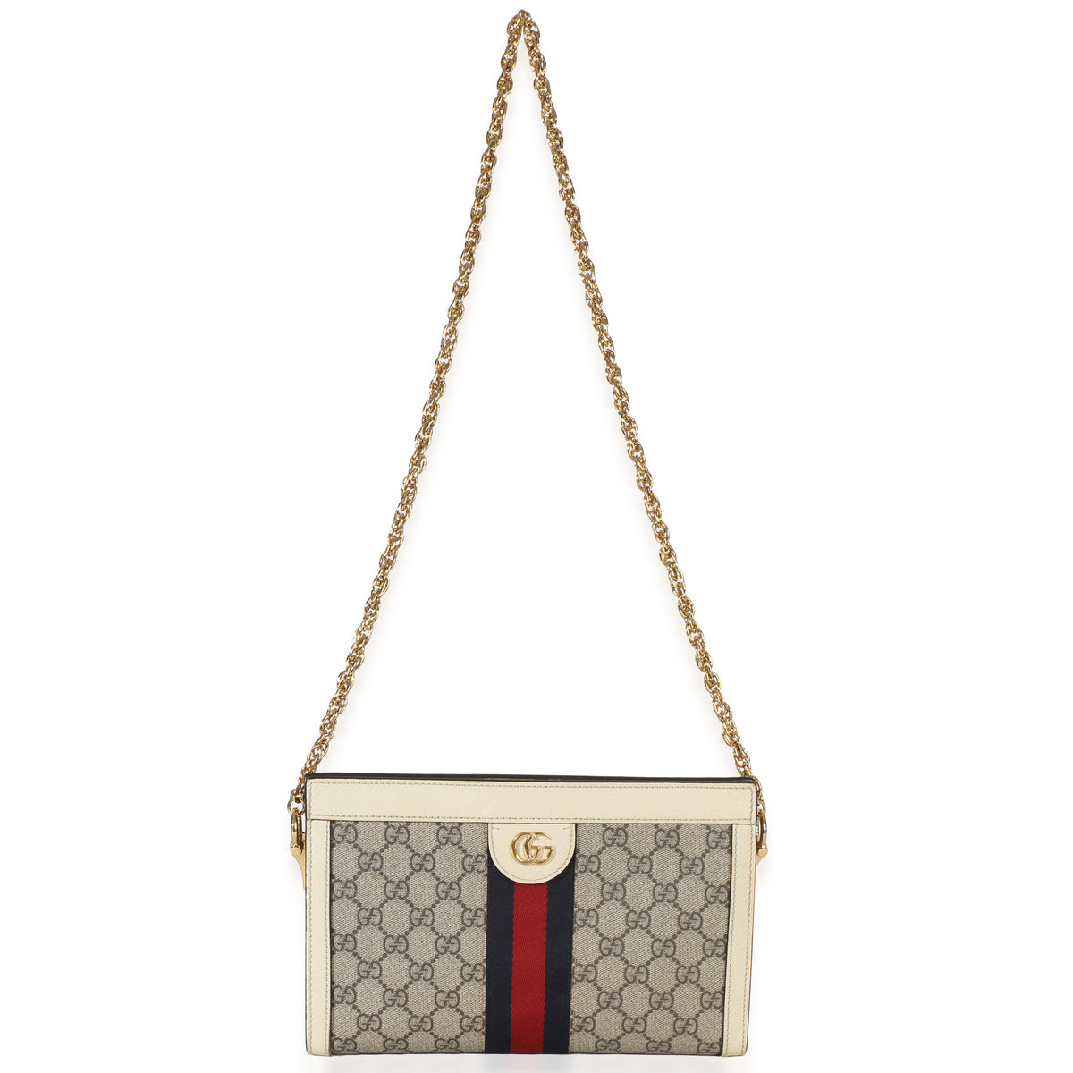 Gucci Cream GG Supreme Web Ophidia GG Small Shoulder Bag Handbag av