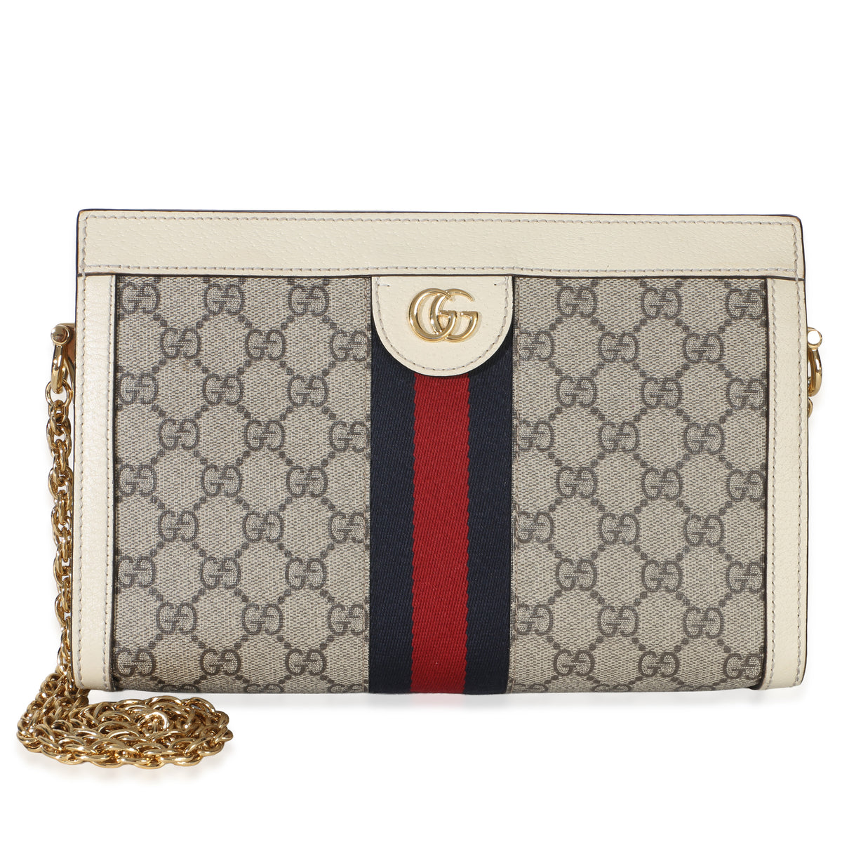 Gucci Cream GG Supreme Web Ophidia GG Small Shoulder Bag Handbag fv