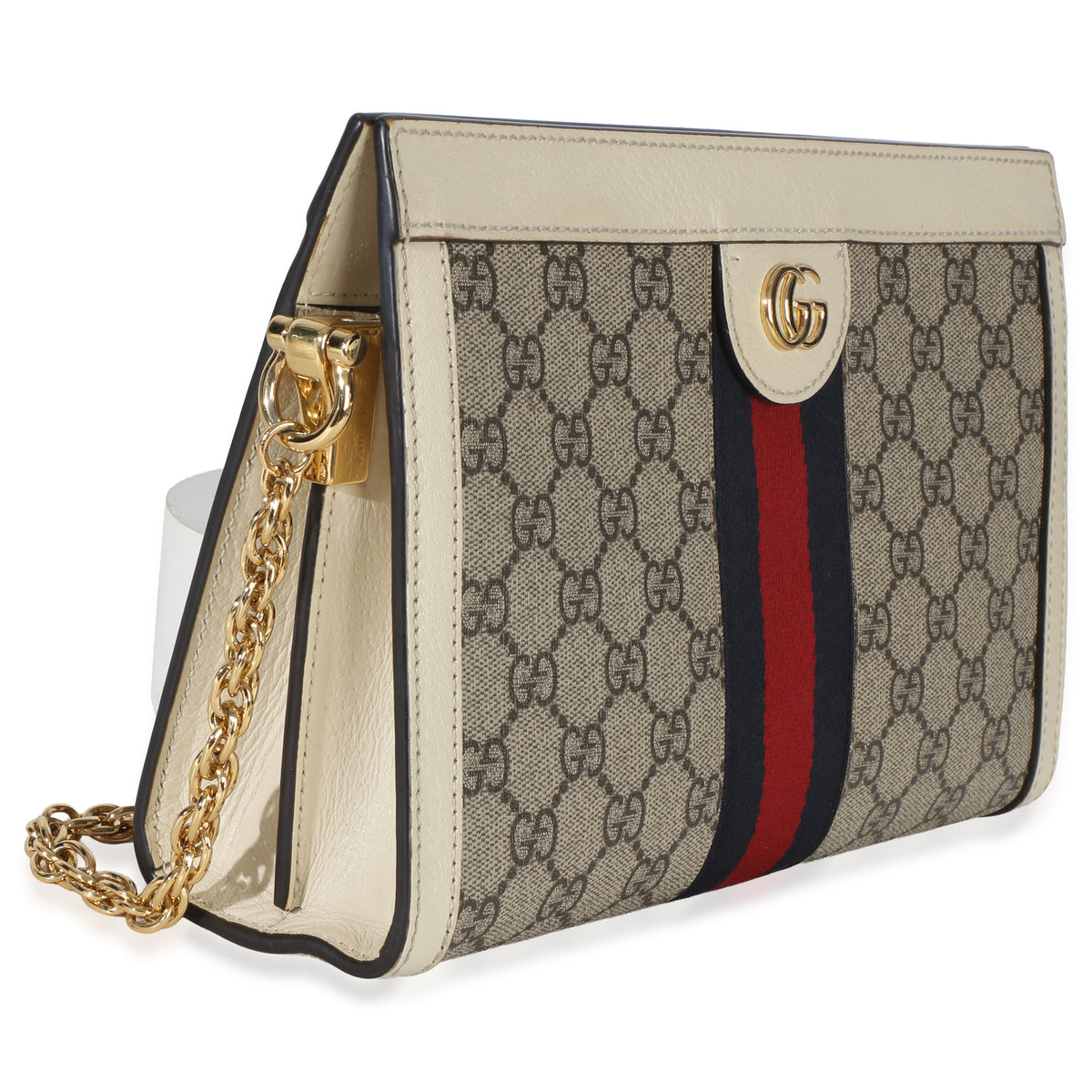 Gucci Cream GG Supreme Web Ophidia GG Small Shoulder Bag Handbag pv