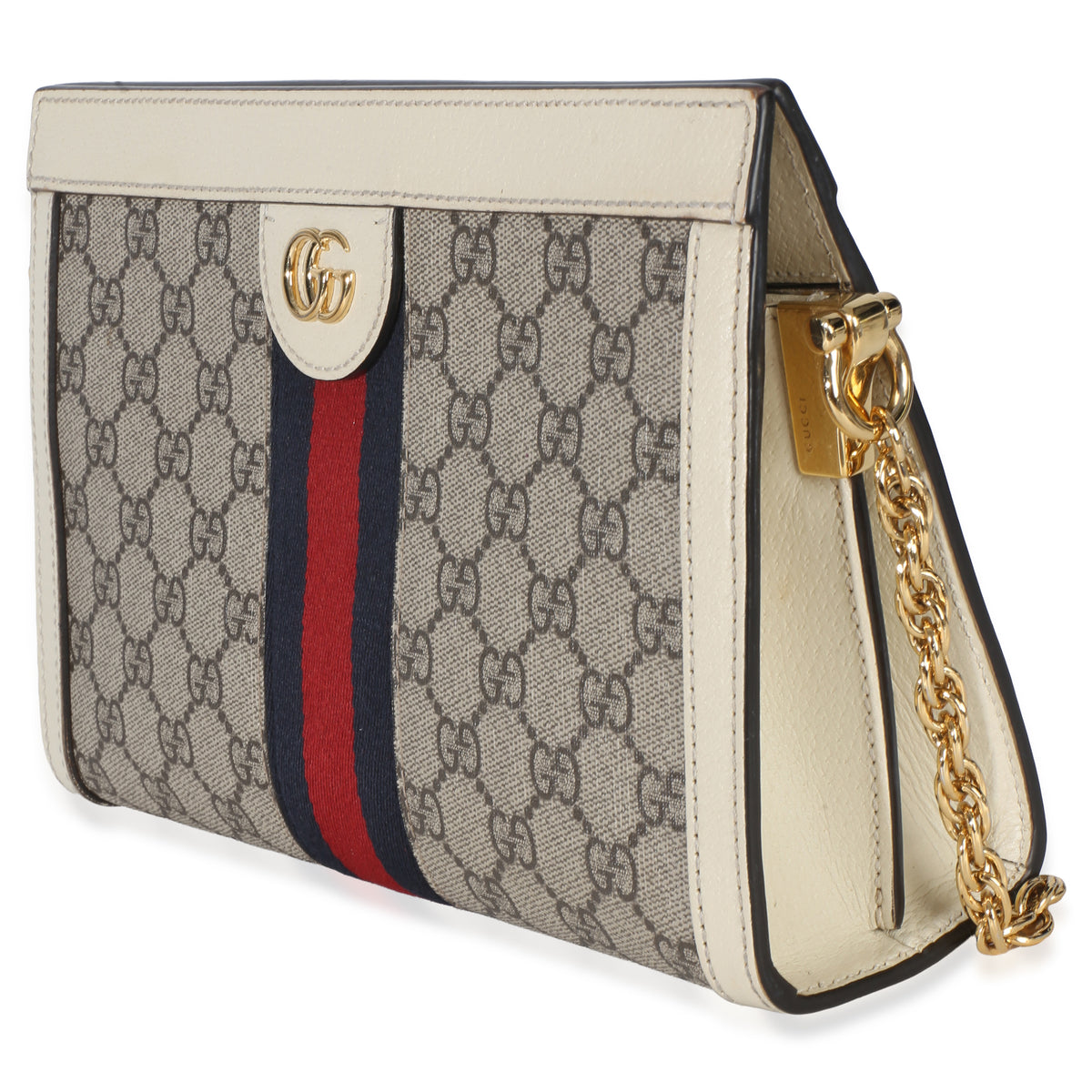 Gucci Cream GG Supreme Web Ophidia GG Small Shoulder Bag Handbag sv