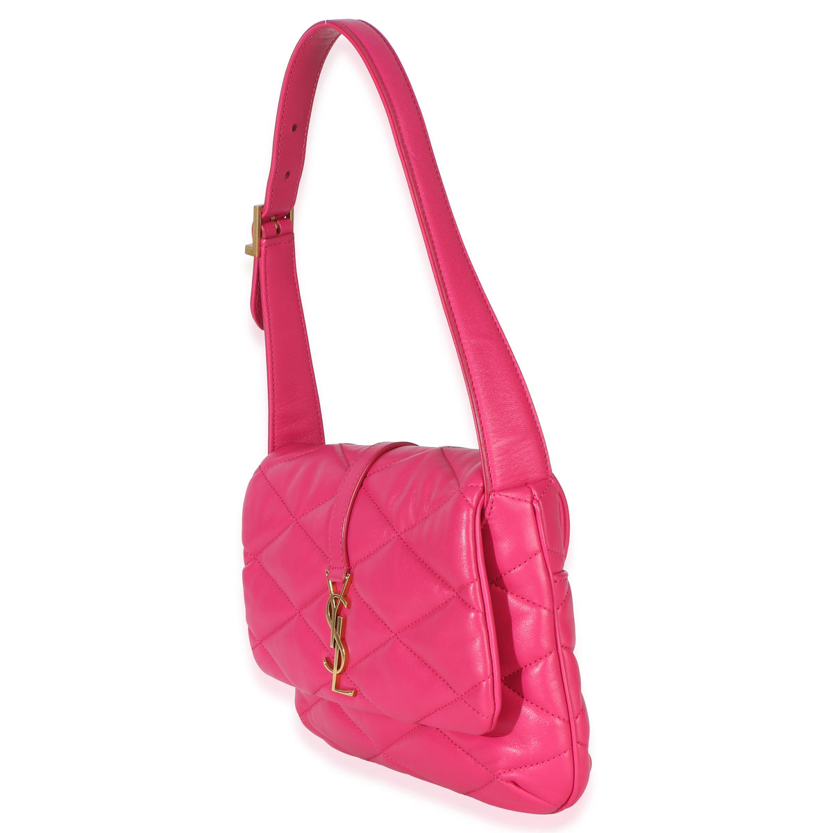 Saint Laurent Pink Diamond Quilted Lambskin Le 5 a 7 Shoulder Flap Bag Handbag pv