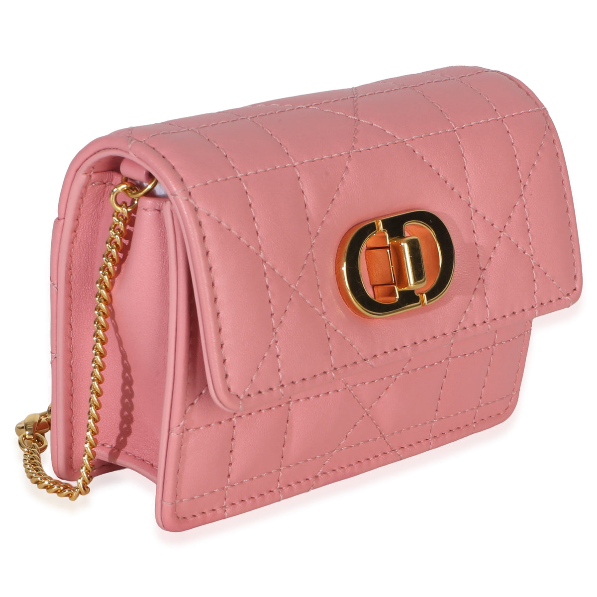 Christian Dior Pink Macrocannage Calfskin Micro Miss Caro Chain Bag Handbag pv
