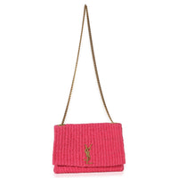 Saint Laurent Pink Raffia Medium Kate Chain Bag Handbag av