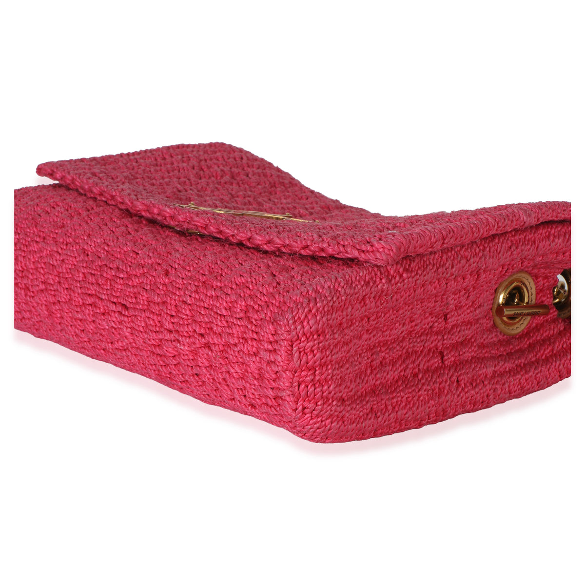 Saint Laurent Pink Raffia Medium Kate Chain Bag Handbag box
