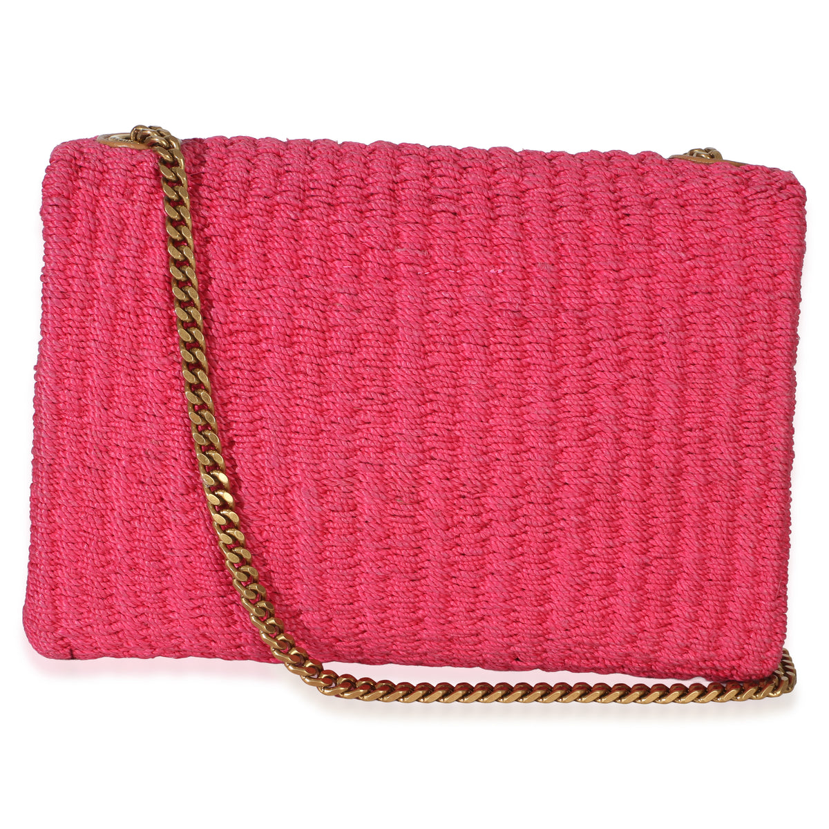 Saint Laurent Pink Raffia Medium Kate Chain Bag Handbag bv