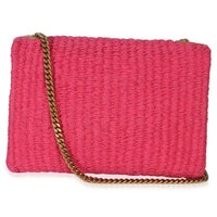 Saint Laurent Pink Raffia Medium Kate Chain Bag Handbag bv