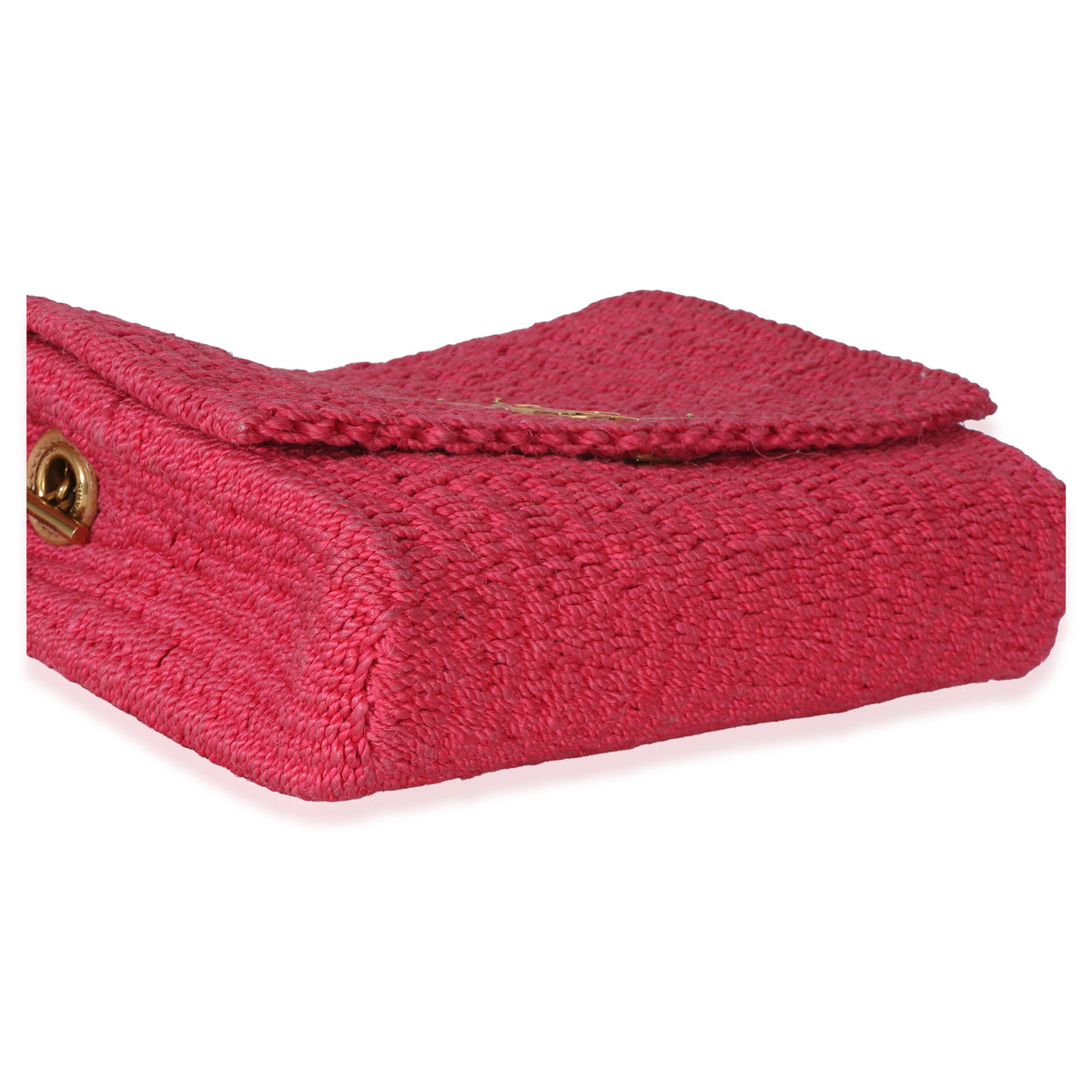 Saint Laurent Pink Raffia Medium Kate Chain Bag Handbag clasp