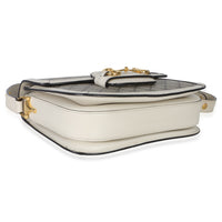 Gucci Mystic White Beige GG Supreme Azalea Calfskin Horsebit 1955 Shoulder Bag Handbag ad1