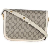 Gucci Mystic White Beige GG Supreme Azalea Calfskin Horsebit 1955 Shoulder Bag Handbag bv