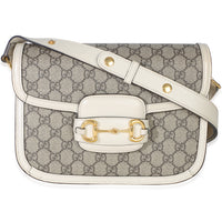 Gucci Mystic White Beige GG Supreme Azalea Calfskin Horsebit 1955 Shoulder Bag Handbag id