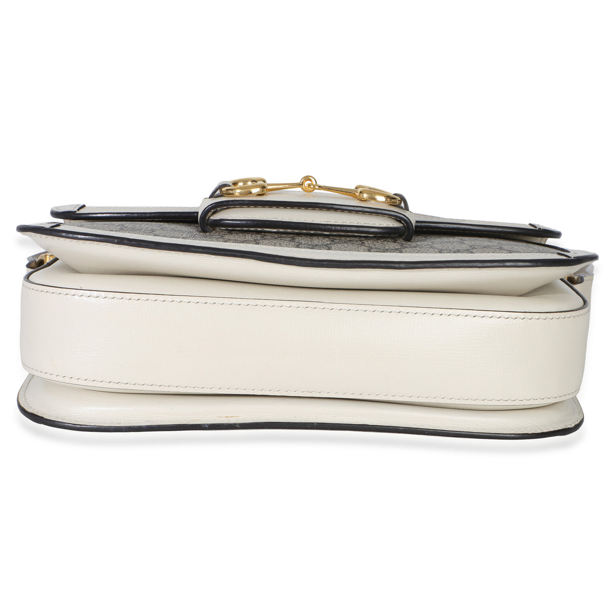 Gucci Mystic White Beige GG Supreme Azalea Calfskin Horsebit 1955 Shoulder Bag Handbag stamp