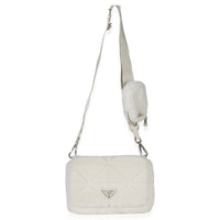 Prada White Shearling Patchwork System Flap Bag Handbag ad1