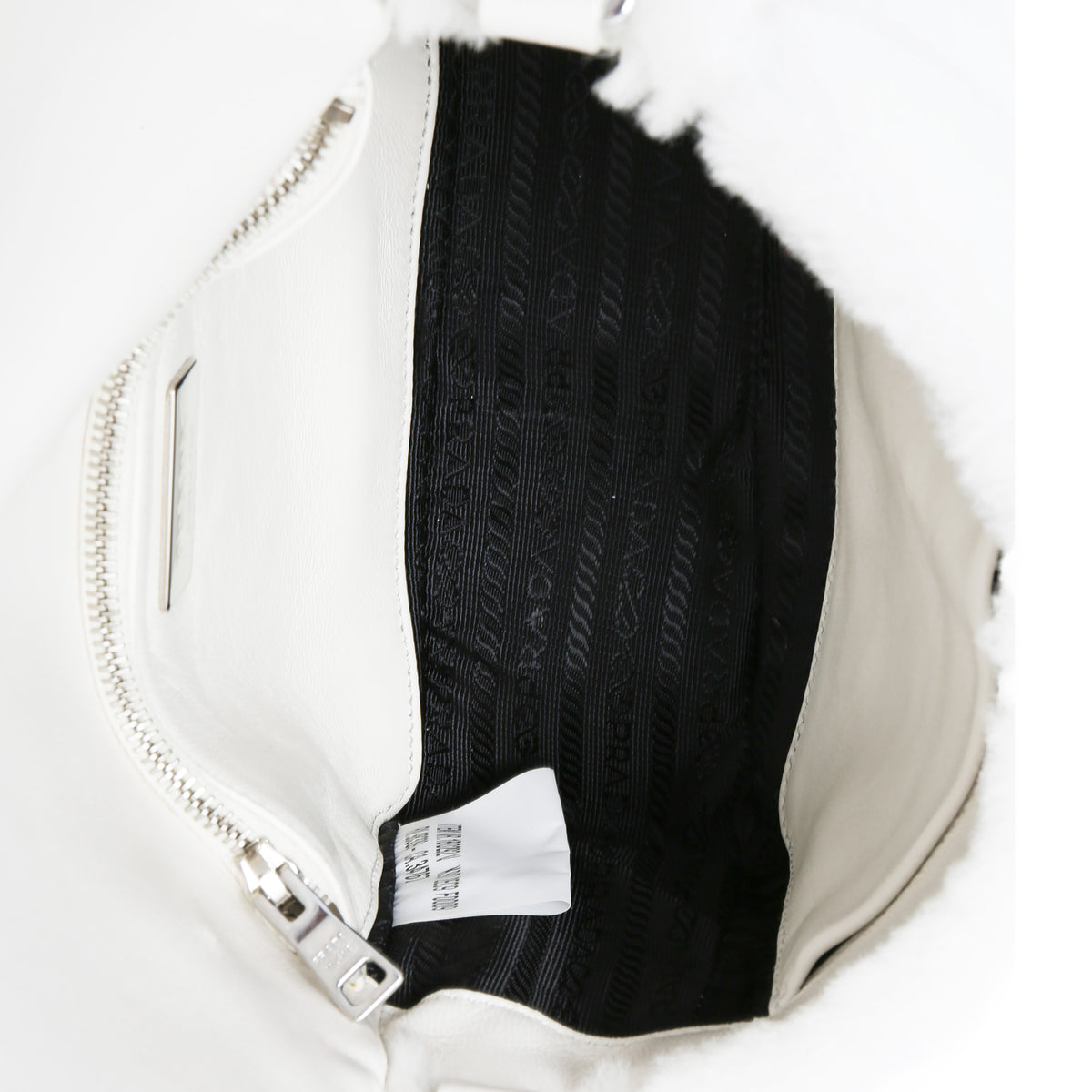 Prada White Shearling Patchwork System Flap Bag Handbag ad2