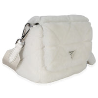 Prada White Shearling Patchwork System Flap Bag Handbag pv