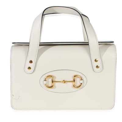 Gucci Mystic White Calfskin Small Horsebit 1955 Foldover Top Handle Bag Handbag id