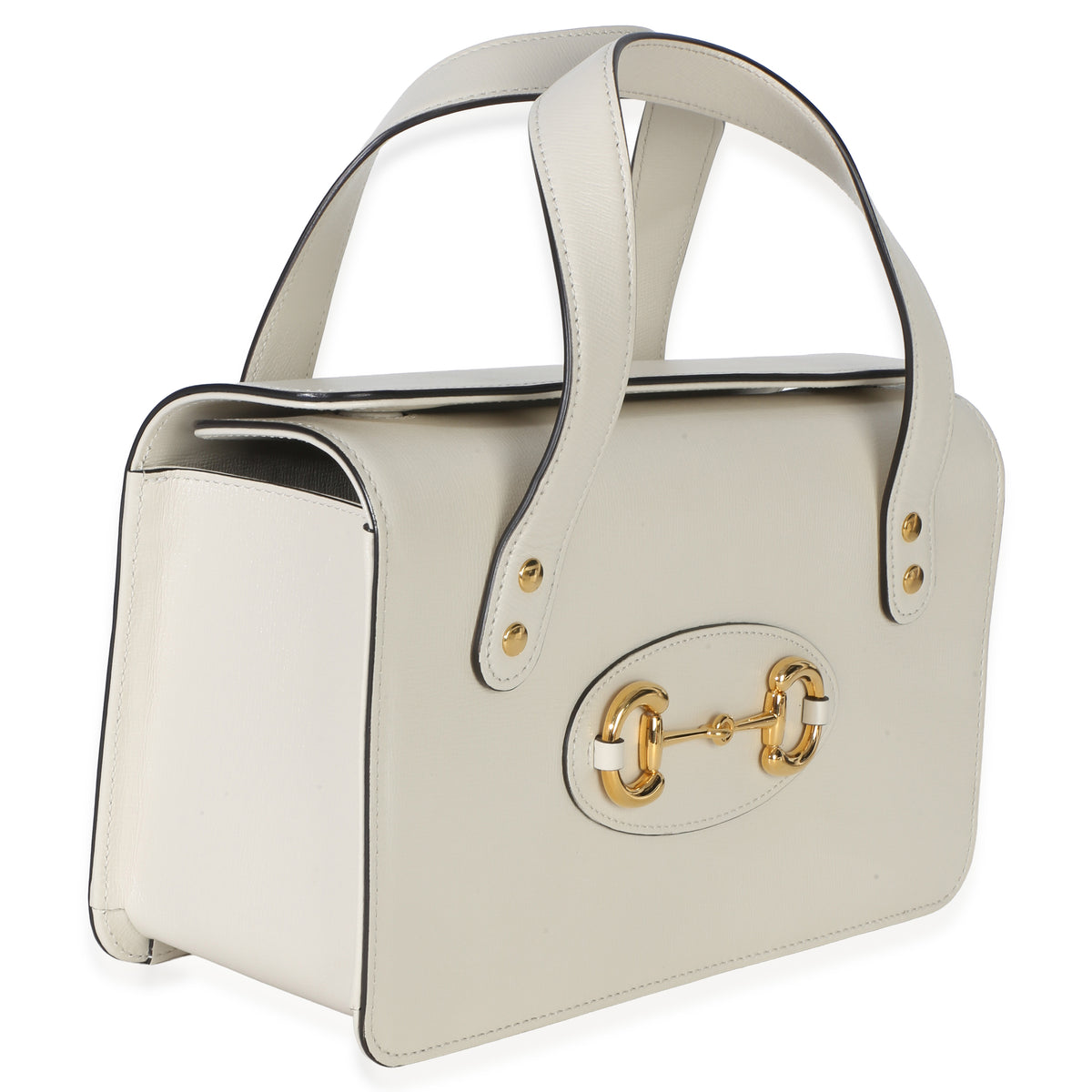 Gucci Mystic White Calfskin Small Horsebit 1955 Foldover Top Handle Bag Handbag pv