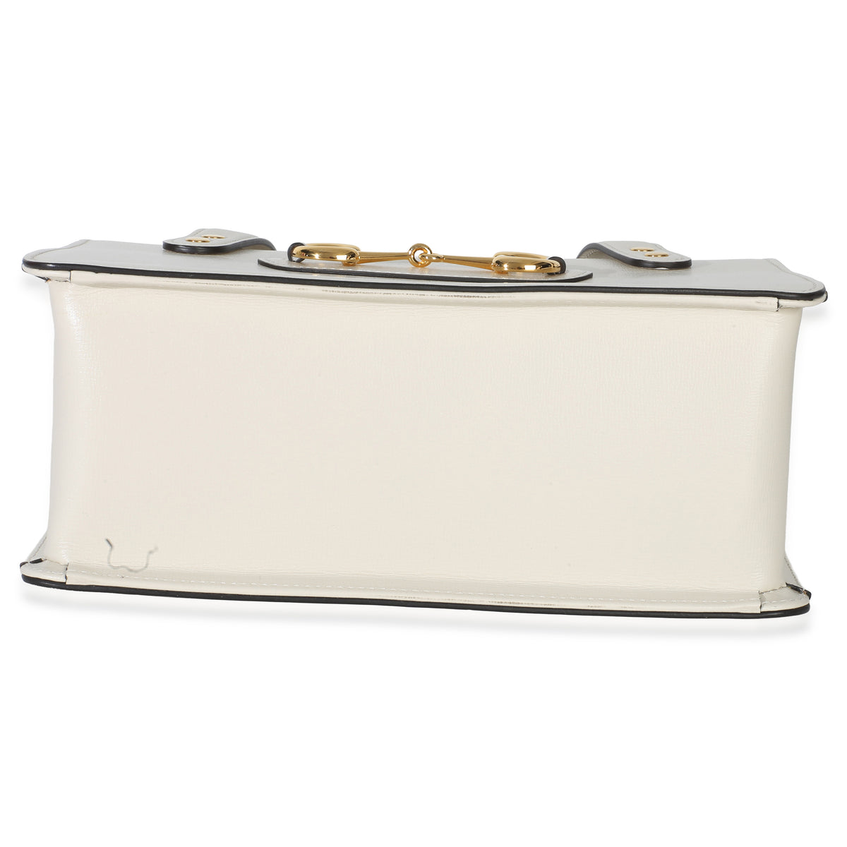 Gucci Mystic White Calfskin Small Horsebit 1955 Foldover Top Handle Bag Handbag stamp