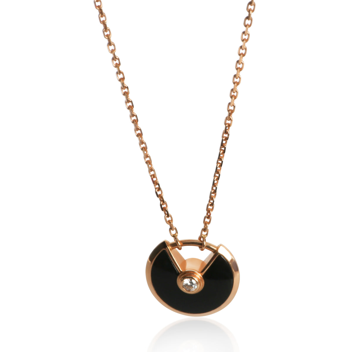 Cartier Rose Gold Diamond Extra Small Model Amulette Necklace fv
