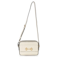 Gucci White Textured Calfskin Small Horsebit 1955 Shoulder Bag Handbag av