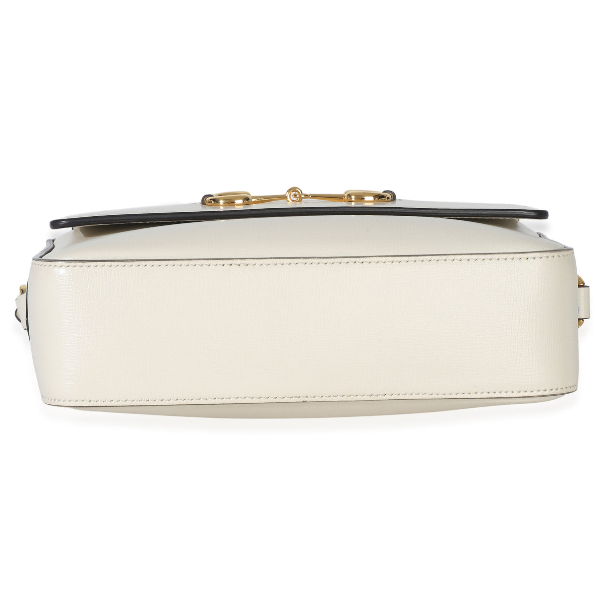 Gucci White Textured Calfskin Small Horsebit 1955 Shoulder Bag Handbag stamp