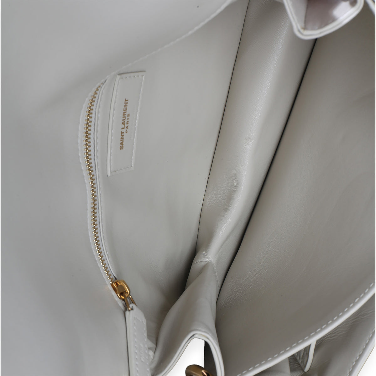 Saint Laurent Cream Smooth Calfskin Le Maillon Satchel Handbag ad1