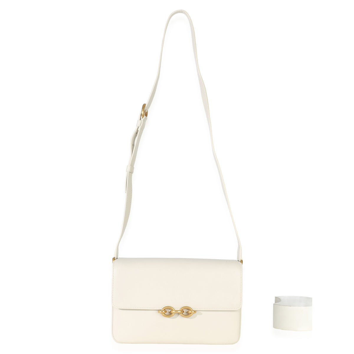 Saint Laurent Cream Smooth Calfskin Le Maillon Satchel Handbag av