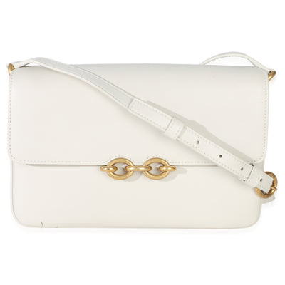 Saint Laurent Cream Smooth Calfskin Le Maillon Satchel Handbag fv