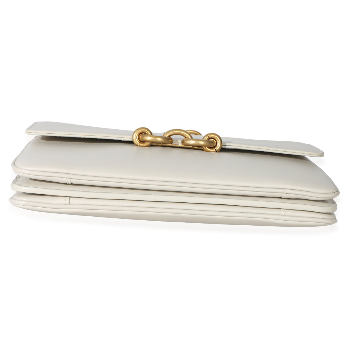 Saint Laurent Cream Smooth Calfskin Le Maillon Satchel Handbag stamp