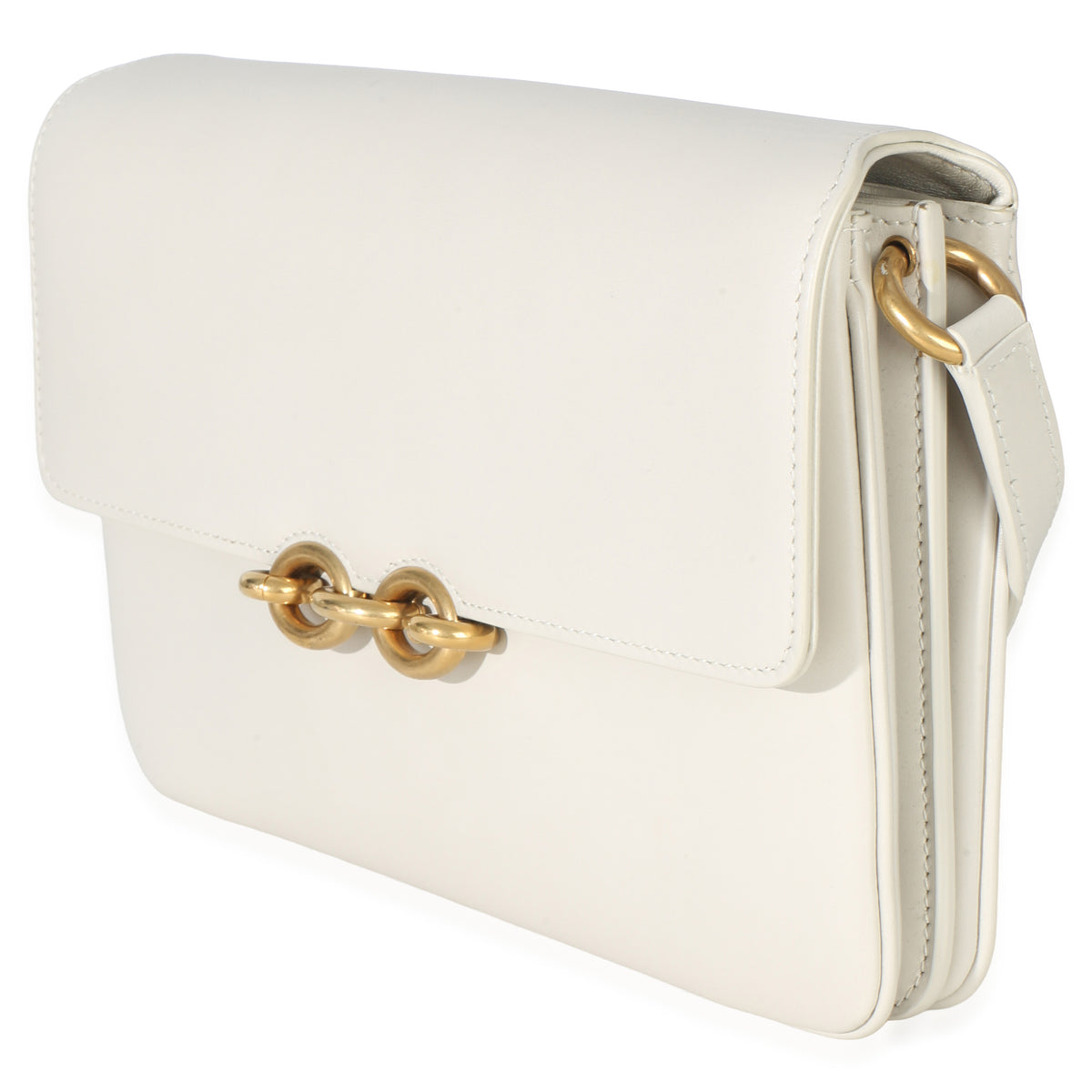 Saint Laurent Cream Smooth Calfskin Le Maillon Satchel Handbag sv