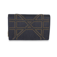 Christian Dior Blue Denim Studded Diorama Wallet On Chain Handbag 4