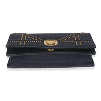 Christian Dior Blue Denim Studded Diorama Wallet On Chain Handbag 5