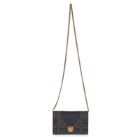 Christian Dior Blue Denim Studded Diorama Wallet On Chain Handbag 8