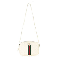 Gucci White Calfskin Web Trapuntata Medium GG Shoulder Bag Handbag av